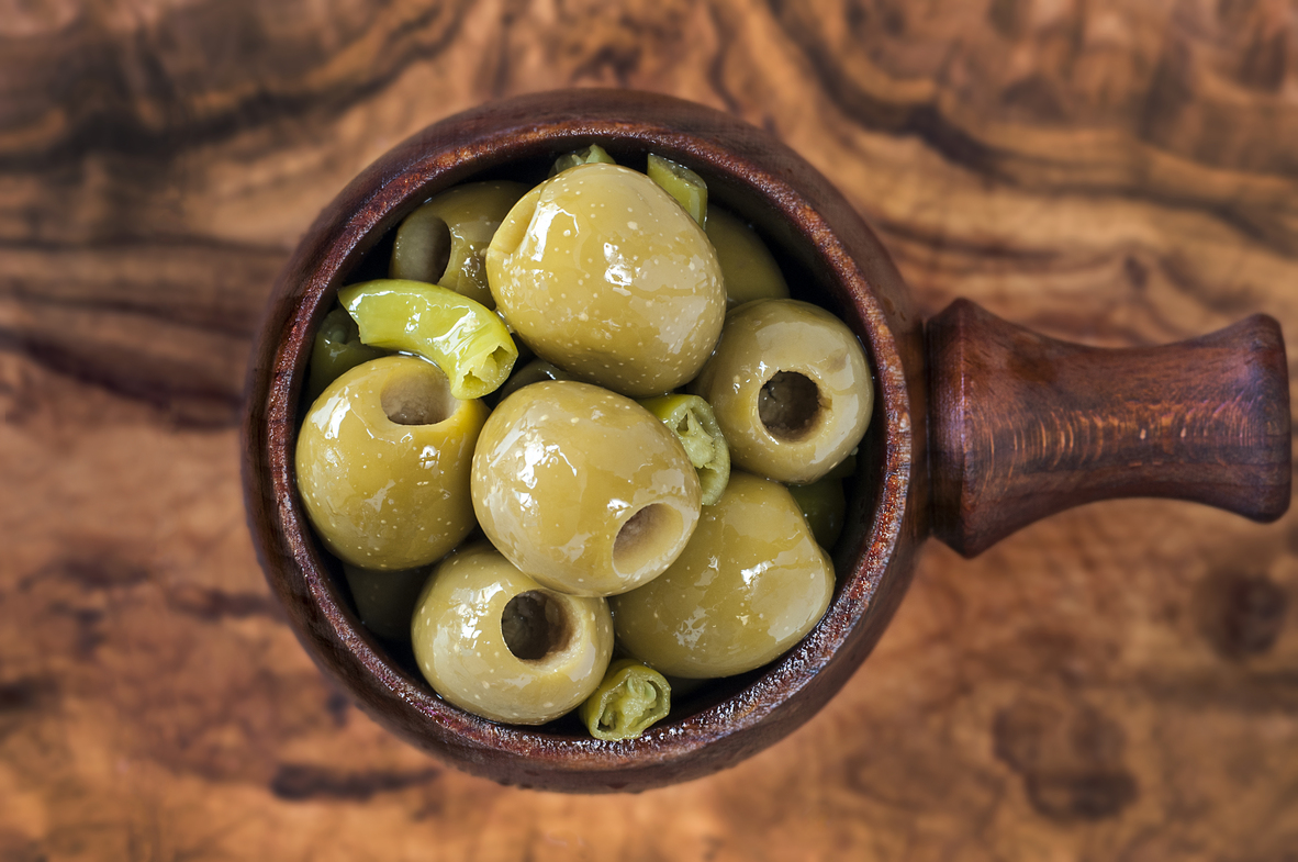 Pitted Spanish Gordal Olives infused with Green Chilli