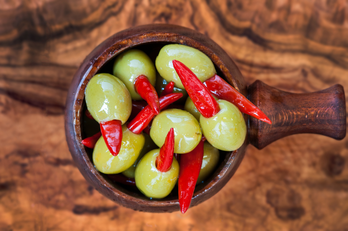 Green Olives stuffed with Piri Piri chillies