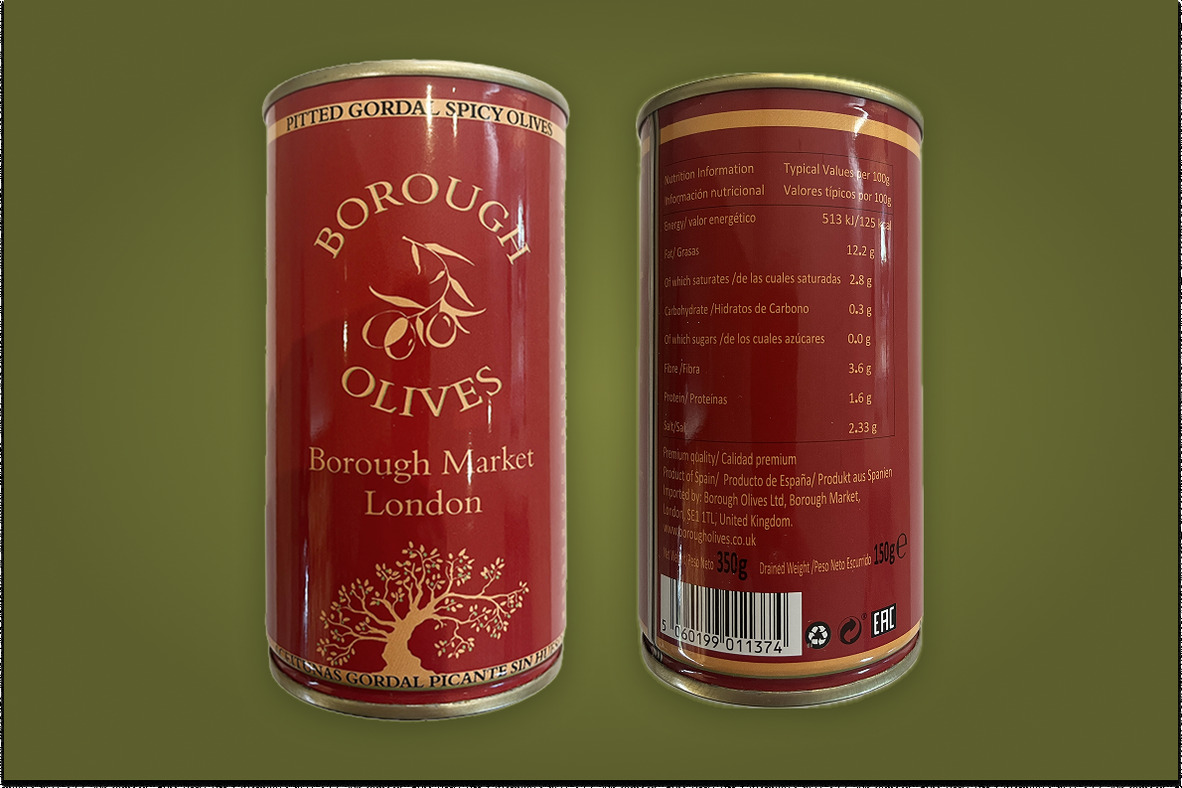 Pitted Spanish Gordal Olives 150g tin